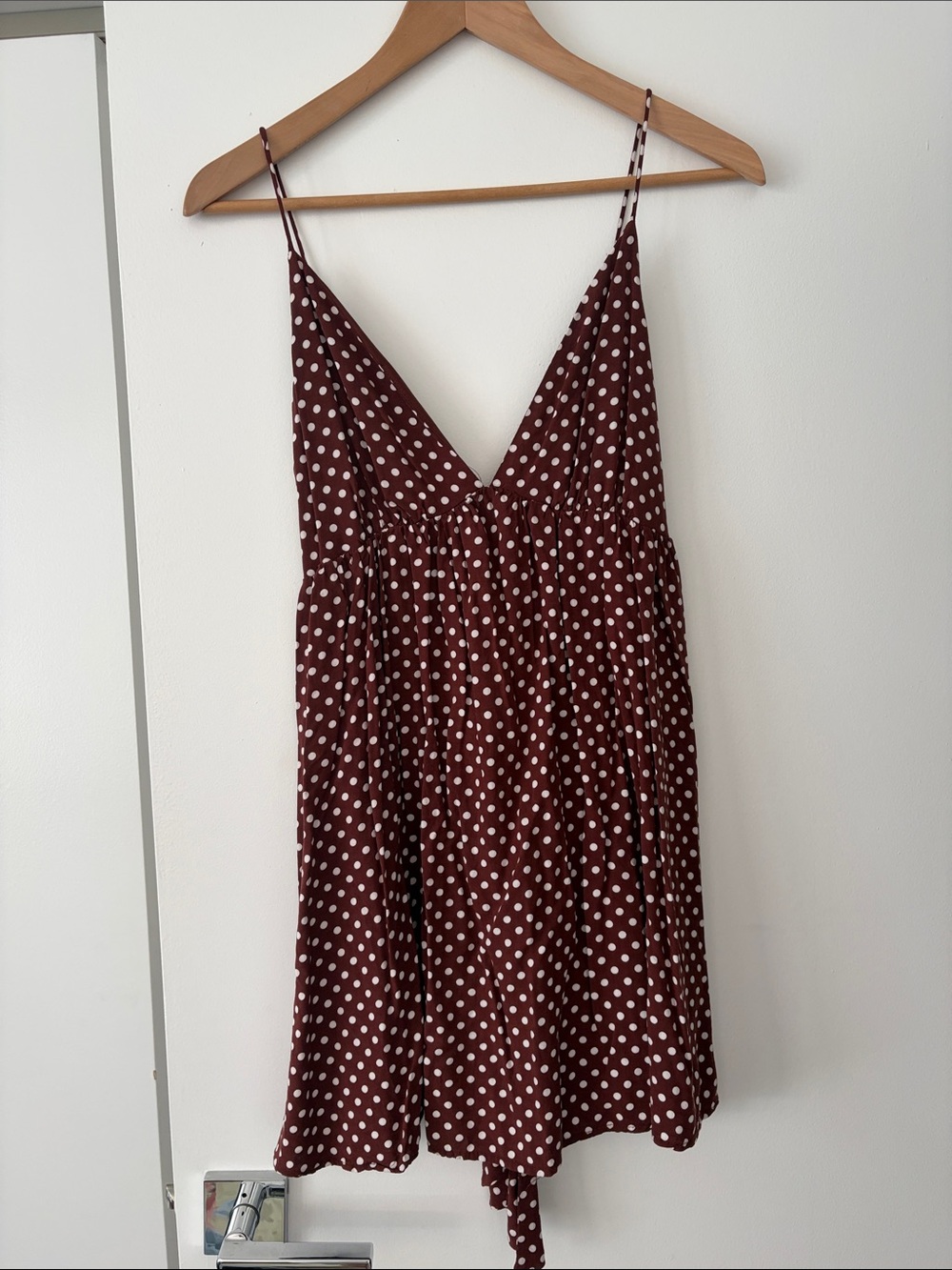 Zara Brown Polka Dot Spaghetti Strap Mini Dress